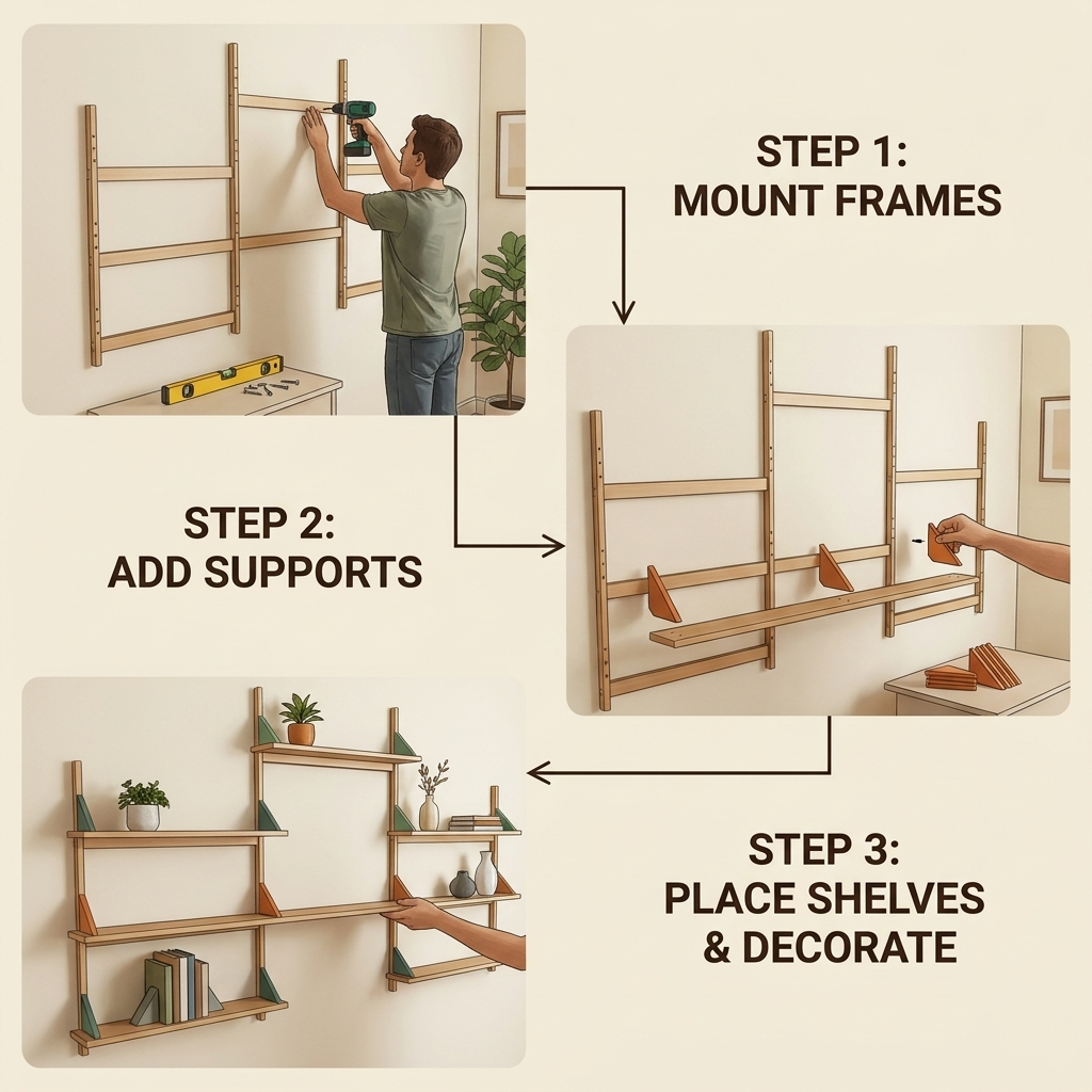NARROW wall mounted shelves