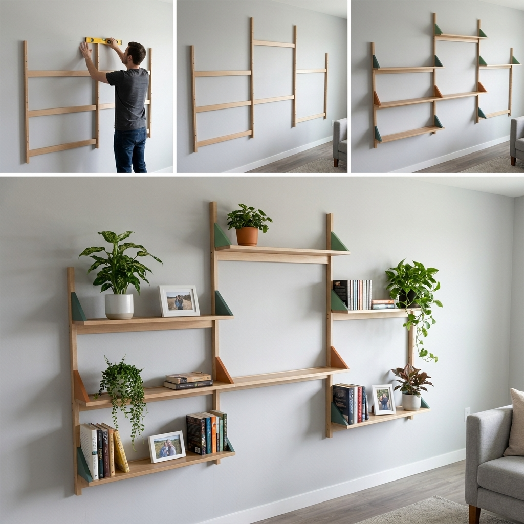 NARROW wall mounted shelves