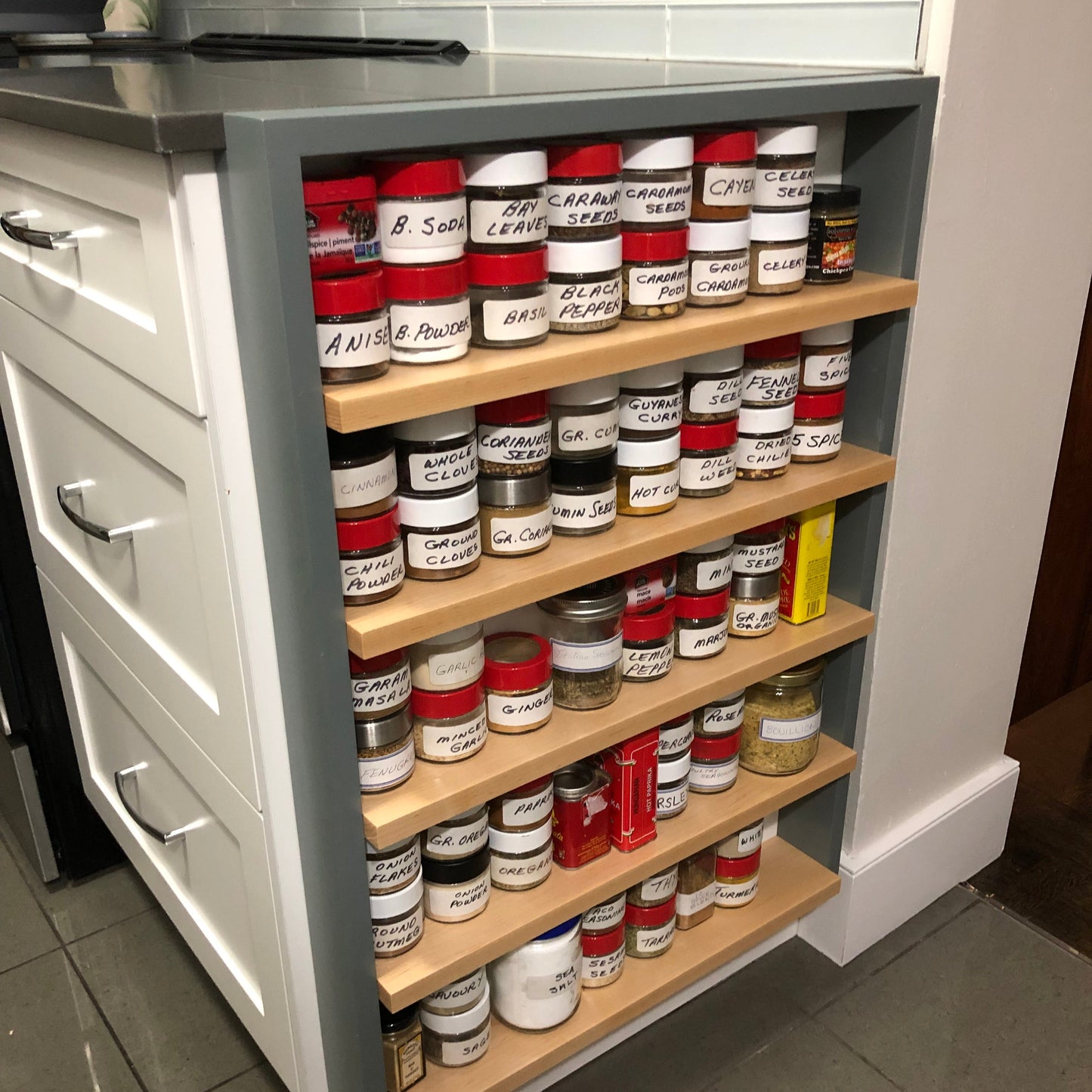 End of counter spice rack
